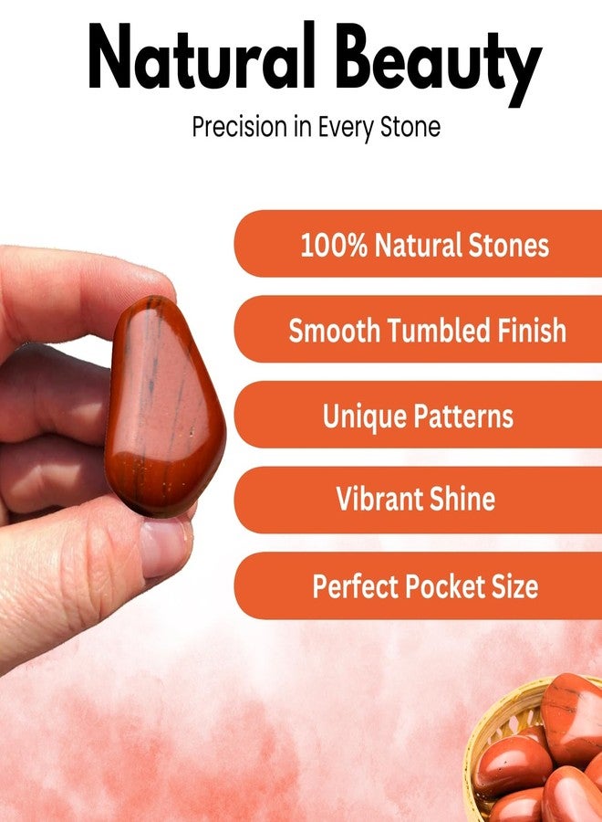 Plus Value Natural Red Jasper Tumbled Stone Pebbles for Vastu Feng Shui Aura Chakra Reiki Healing Crystals Home Office Decor Showpiece Decoration (200-grams, Cane Basket) - Image 3