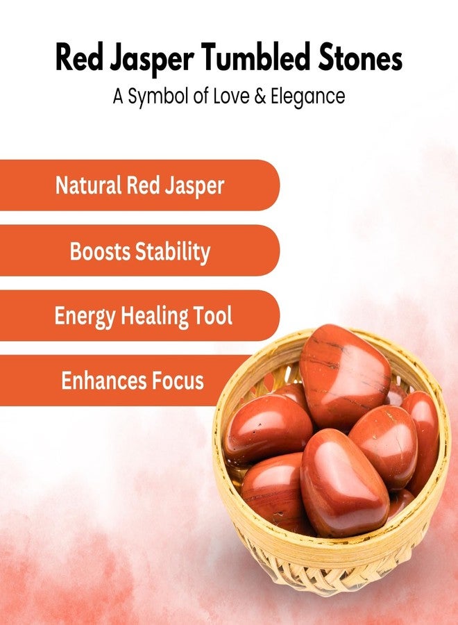 Plus Value Natural Red Jasper Tumbled Stone Pebbles for Vastu Feng Shui Aura Chakra Reiki Healing Crystals Home Office Decor Showpiece Decoration (200-grams, Cane Basket) - Image 5