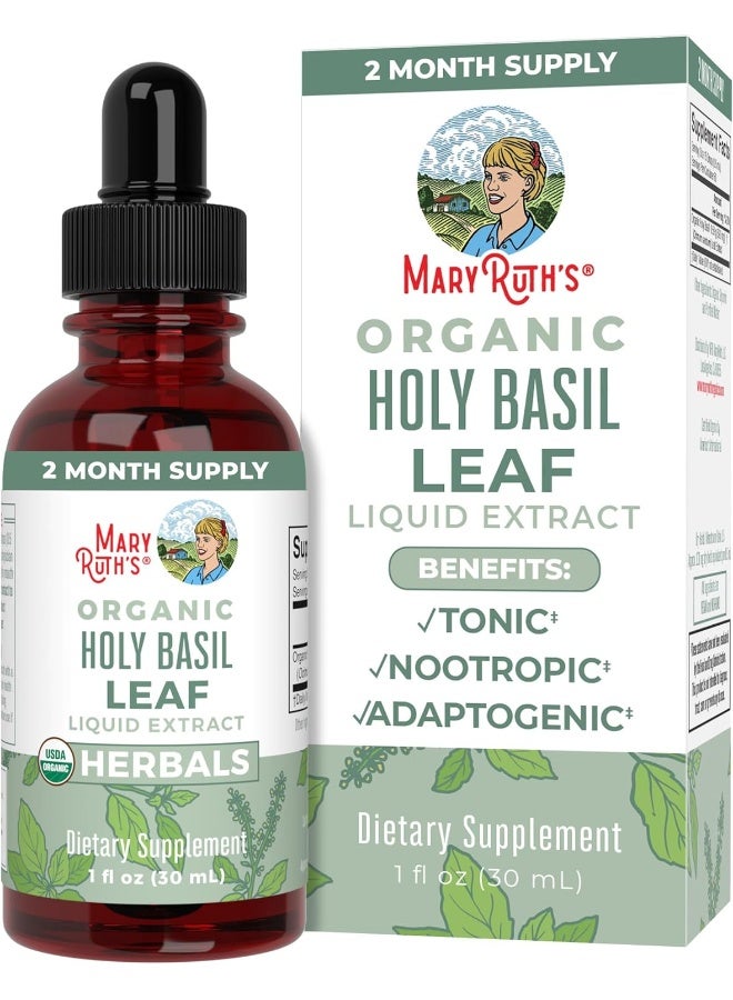 MaryRuth Organics MaryRuth Organics Herbal Supplement Drops, Supports Cognitive Function, Digestion, Pack of 1, Tulsi Holy Basil Leaf, Sugar Free, Energy Levels, Vegan, Non-GMO, 1 Fluid Ounces  - Image 1