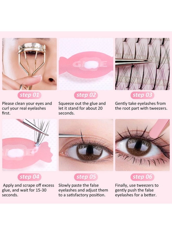 SIMER False Eyelashes Individual Lashes 100 Clusters Natural Eyelash Extension Kit Diy 10;11;12Mm Mixed Wispy C Curl 0.07Mm Thickness Single Cluster Lashes  - Image 5