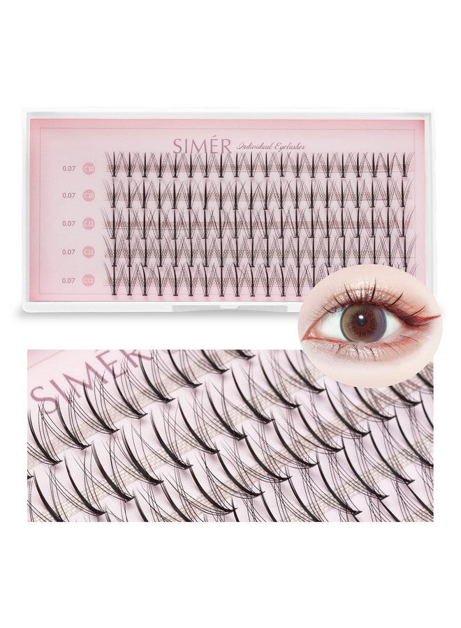SIMER False Eyelashes Individual Lashes 100 Clusters Natural Eyelash Extension Kit Diy 10;11;12Mm Mixed Wispy C Curl 0.07Mm Thickness Single Cluster Lashes  - Image 2