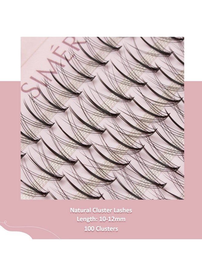 SIMER False Eyelashes Individual Lashes 100 Clusters Natural Eyelash Extension Kit Diy 10;11;12Mm Mixed Wispy C Curl 0.07Mm Thickness Single Cluster Lashes  - Image 3