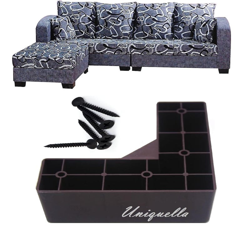 UNIQUELLA Uniquella Heavy Duty L Shape Unbreakable Plastic Corner Sofa Leg Height Increaser Sofa Furnitures Leg 2 inch Height Pack of 4 Piece Screw IncludeItem Code01UQ9  - Image 5