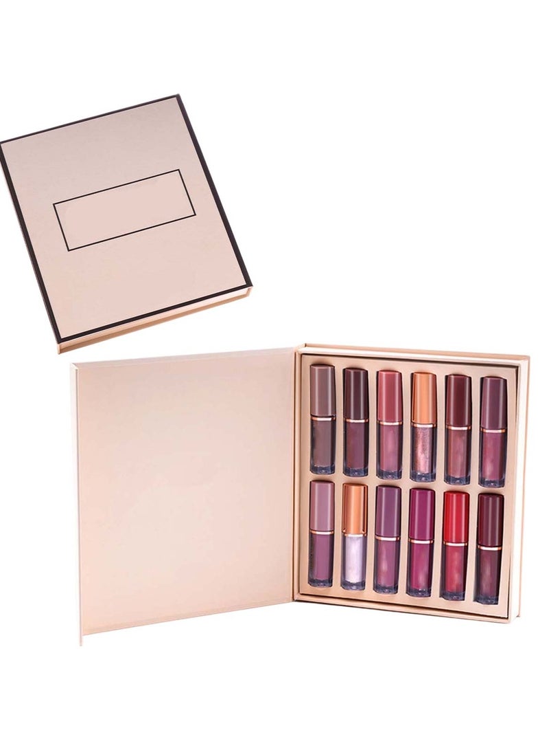 Huitich MB 12-Piece Lip Gloss Set Assorted Shades, Moisturizing & Shiny Finish - Image 1