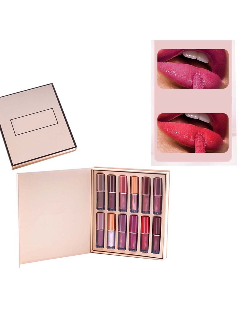 Huitich MB 12-Piece Lip Gloss Set Assorted Shades, Moisturizing & Shiny Finish - Image 2
