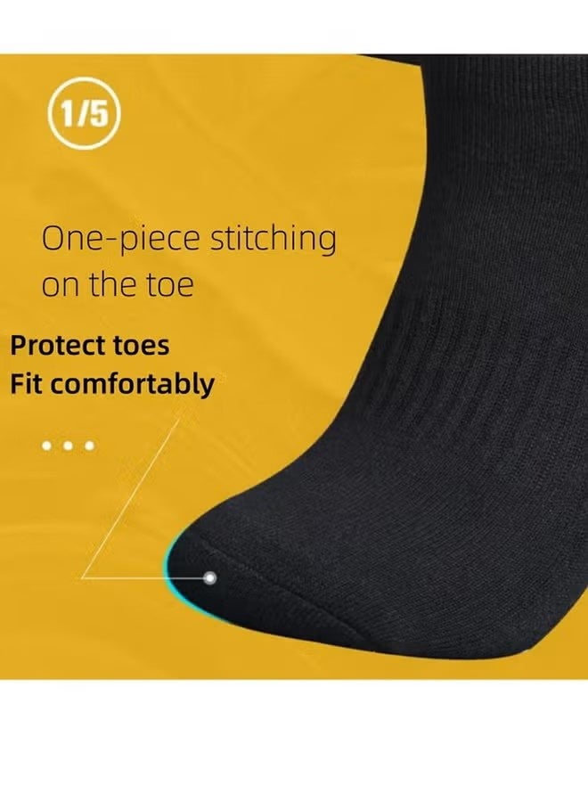YJ 2 Pairs Pilates Yoga Socks - Thickened Towel Bottom Non-Slip Floor Socks for Early Education, Trampoline, Ballet, Dance, Barefoot Workout - Skid Sticky for Men Women (Black) - Image 3
