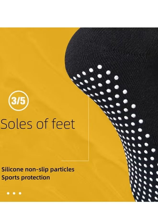YJ 2 Pairs Pilates Yoga Socks - Thickened Towel Bottom Non-Slip Floor Socks for Early Education, Trampoline, Ballet, Dance, Barefoot Workout - Skid Sticky for Men Women (Black) - Image 5