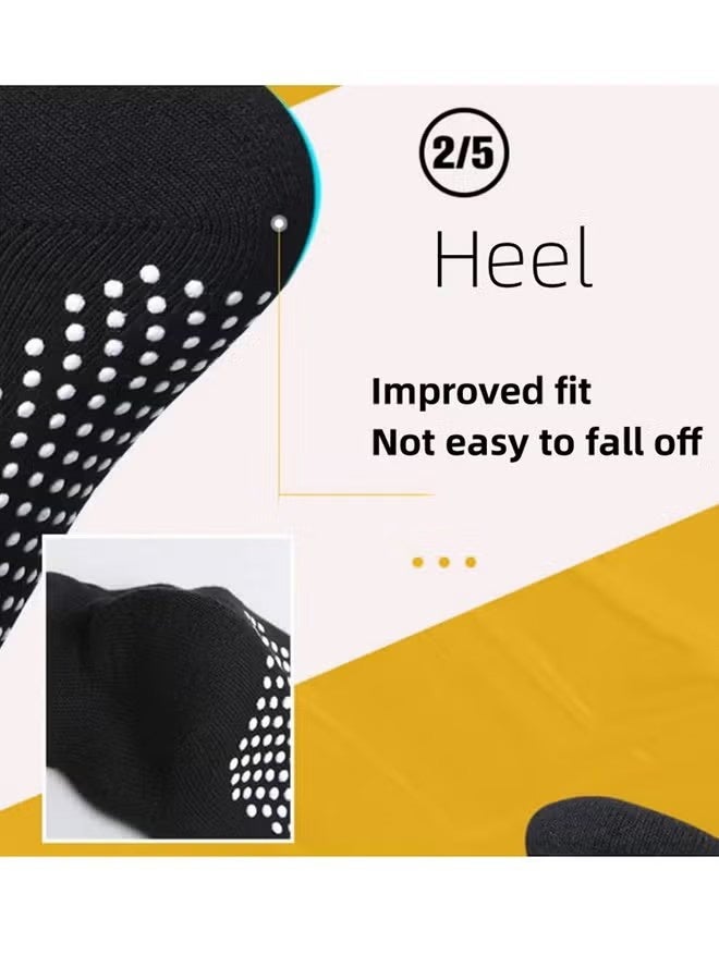 YJ 2 Pairs Pilates Yoga Socks - Thickened Towel Bottom Non-Slip Floor Socks for Early Education, Trampoline, Ballet, Dance, Barefoot Workout - Skid Sticky for Men Women (Black) - Image 4
