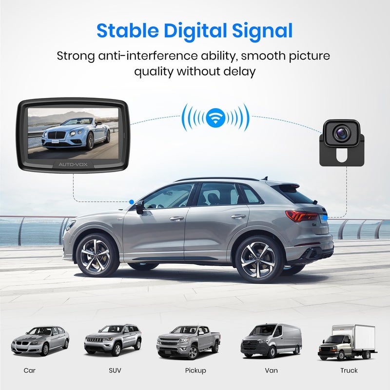 AUTO-VOX CS-2 Wireless Backup Camera with 4.3" Car Monitor, Easy Install Stable Digital Signal Back Up Camera System, Super Night Vision Reverse Cam for Truck, SUV, Van, Trailer - Image 3