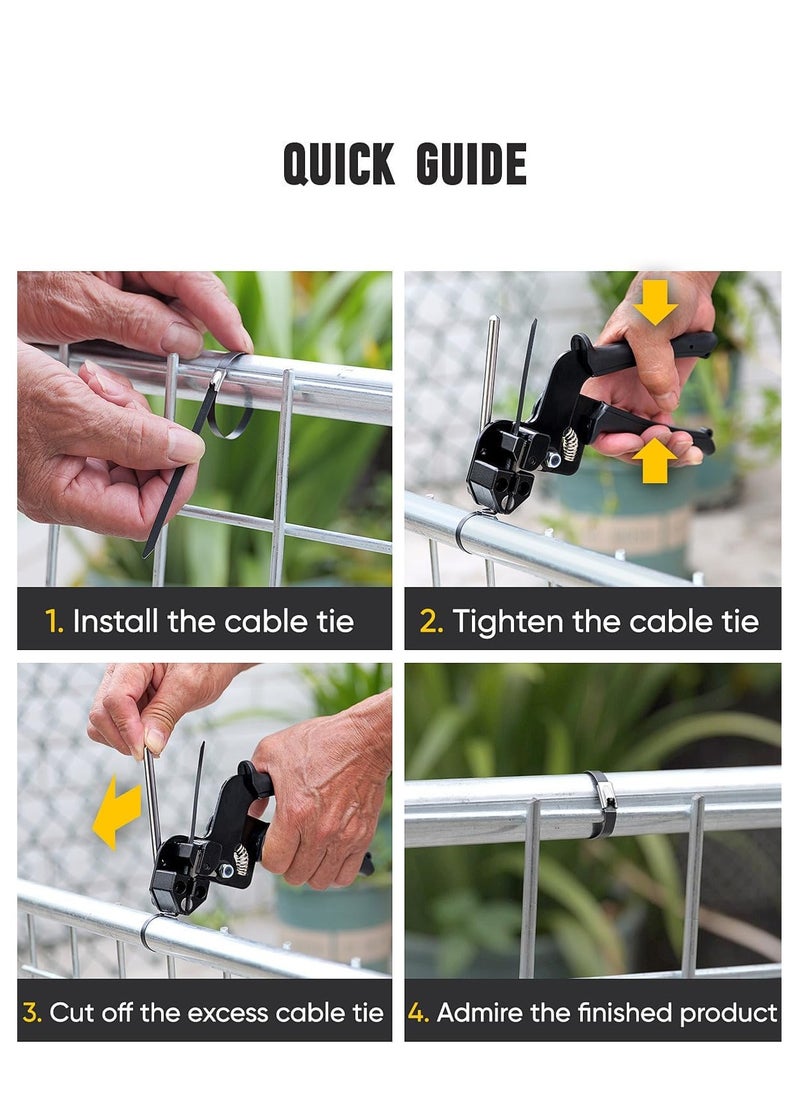 SUNRISE - Metal Zip Ties,100 Pcs 40cm Multi-Purpose Stainless Steel Cable Ties, Suitable For Vehicles, Farms, Fences, Pipe Bundling And Other Scenes - Image 1