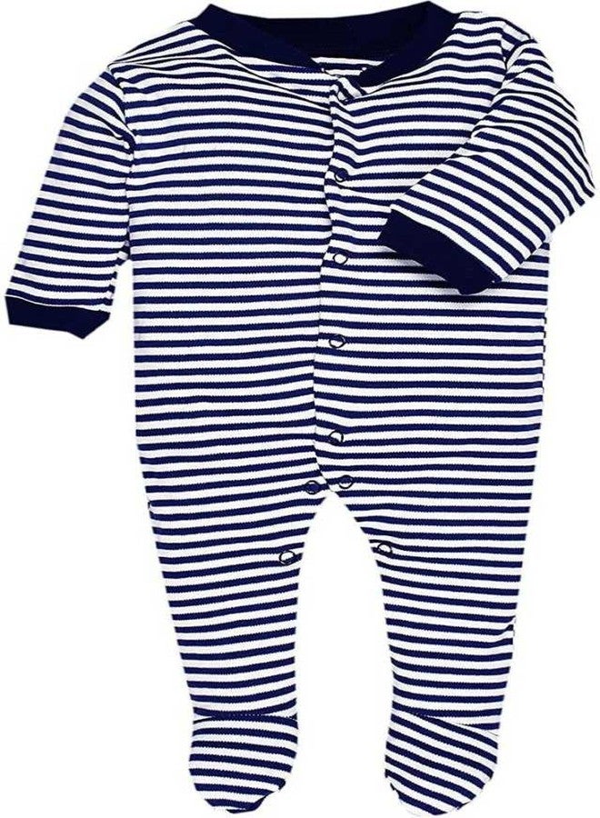 TiniBerry Baby Long Sleeve Cotton Full Body Sleep Suit, Romper for Boys and Girls Set of 3 (3-6 Months, Nevy Blue) - Image 3