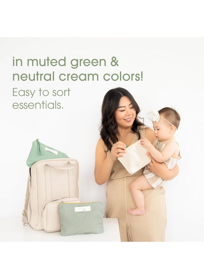 Pearhead Baby Diaper Bag Organizing Pouch Set – Feed Me, Change Me, Dress Me – Zip Pouches Made from Recycled Cotton, Gender Neutral Diaper Bag Accessories and Baby Essentials Organizer - Set of 3 - Image 4