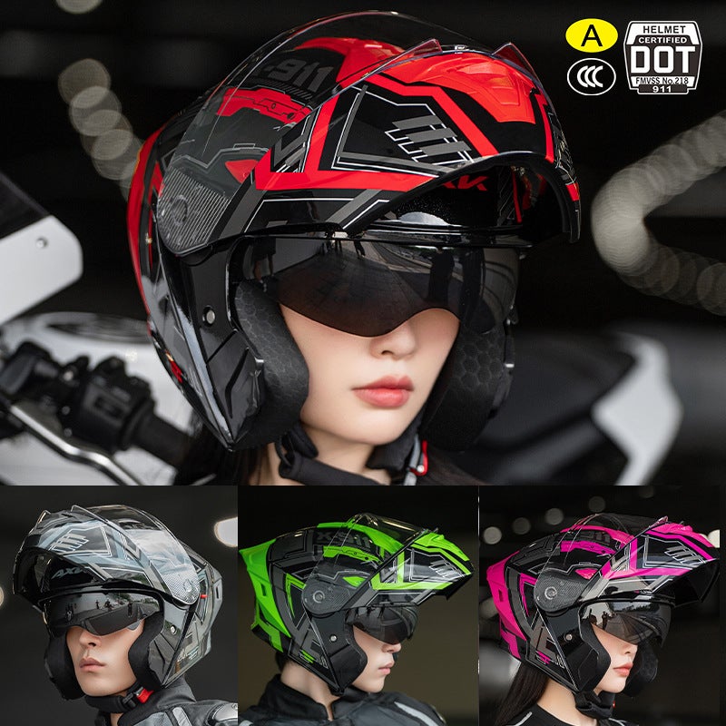 AXK Motorcycle Flip-Up Helmet 3C/DOT Approved Unisex Adult - Image 3