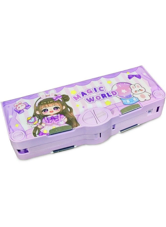 فنبلاست صندوق أقلام FunBlast Kids للبنات - صندوق أقلام متعدد الوظائف للأطفال، صندوق أقلام مغناطيسي مزدوج المقصورات للبنات، أدوات مكتبية للهدايا المرتجعة - بلاستيك، متعدد الألوان - Image 1