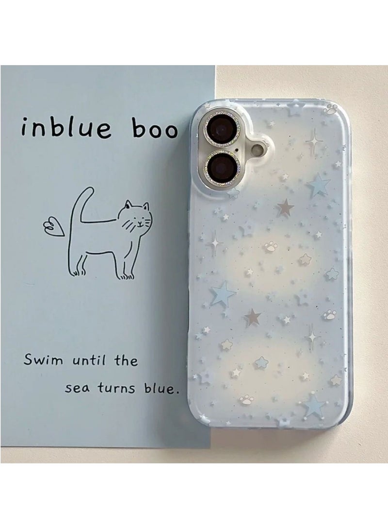 NIBEMINENT Blue Gray Star Protective TPU Case Cover For iPhone 16