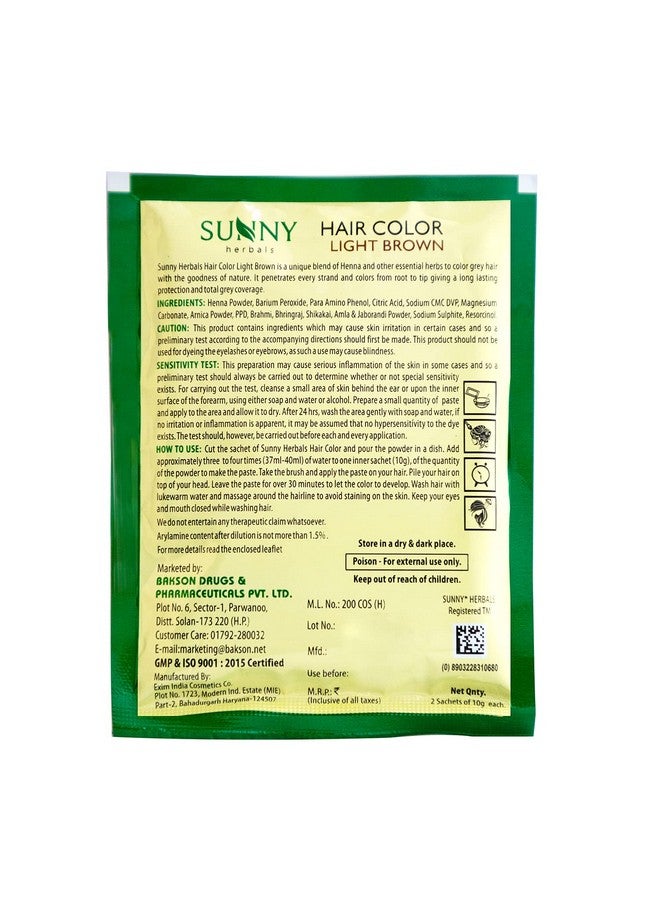 Sunny Sunny Hair Color With Unique Blend of Henna, Amla, Shikakai & Bhringraj Herbs | Penetrates Every Strand and Colors From Root To Tip | For Men & Women of All Hair Type | Light Brown (Pack of 4) - Image 2