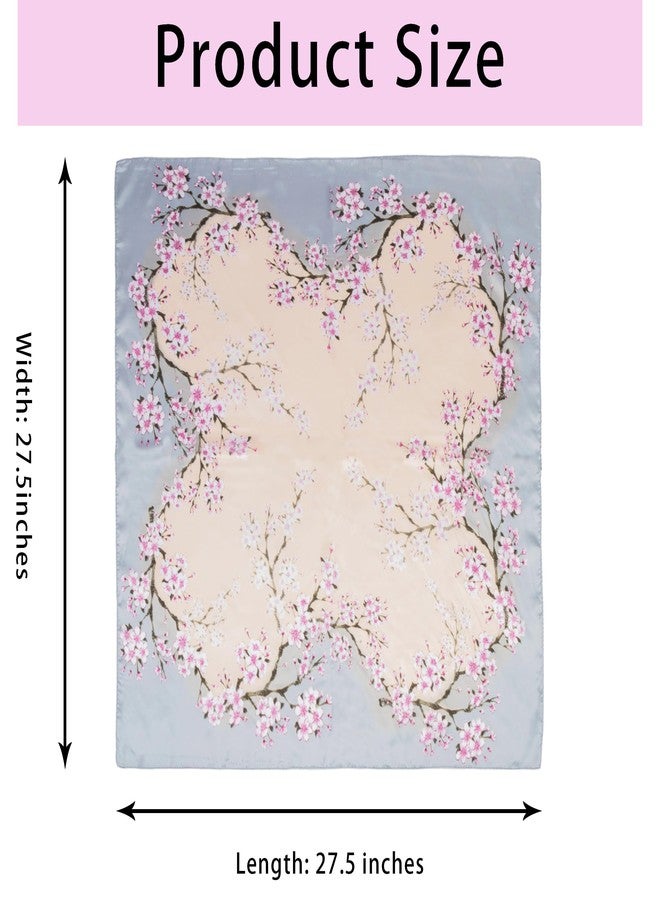 إيوهاك وشاح إيوهاك مربع من الساتان مقاس 27 بوصة × 27 بوصة، بنقشة زهور، يُستخدم كوشاح للرقبة أو ربطة شعر للنساء - Image 2