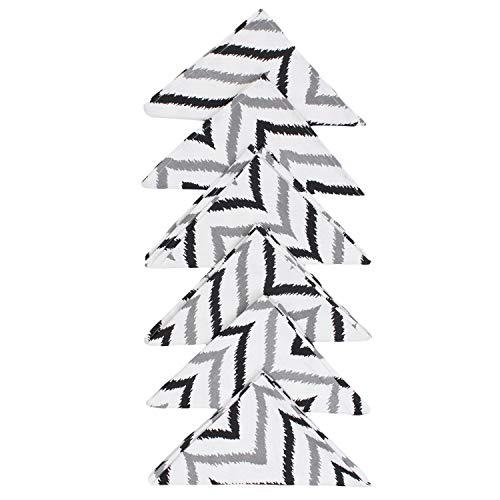 Dekor World Cotton Black Ikat Chevron Printed and Solid Napkin Set (Pack of 12) - Image 2