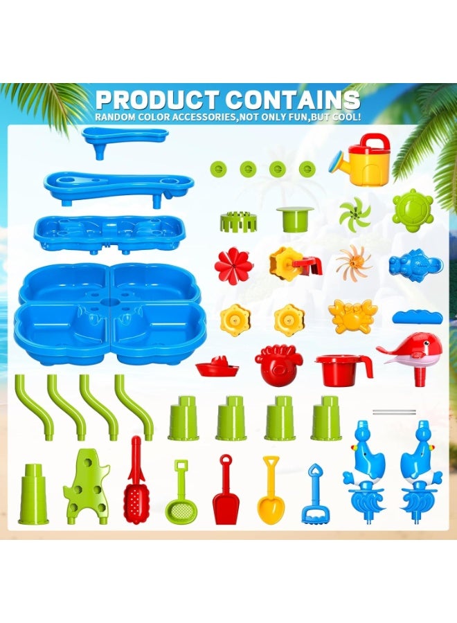 M.A&F's Water Table for Kids Age 3-10,4 -Tier Sand Water Play Table Summer Toys,Rain Showers Splash Pond for Outdoor Beach Backyard Summer, Outdoors Play Sensory Play Table Pond for Kids - Image 2