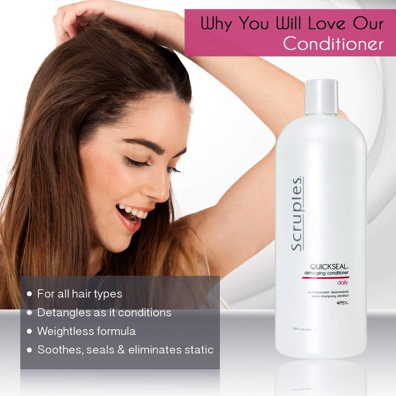 Scruples Quickseal Detangling Conditioner - Hair Smoothing & Frizz Control Treatment - Conditions & Detangles All Hair Types (33.8 oz) - Image 1