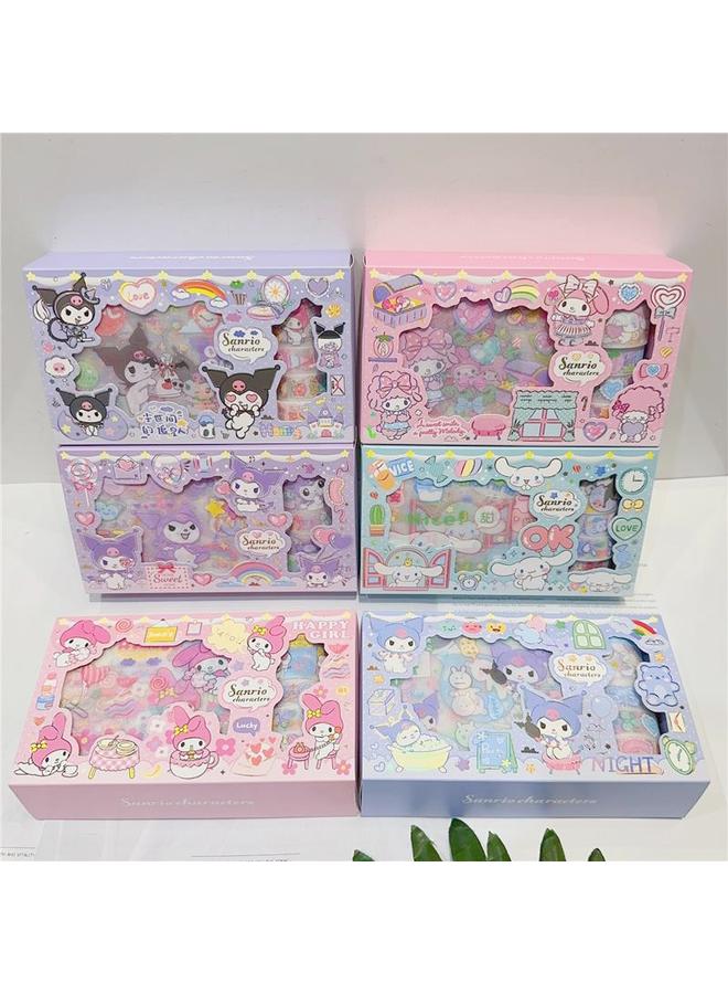 Bluejw Cute Cartoon Sanrio Kulomi Sticker Gift Box Tape Children's Gummed Paper Hand Account Decoration Suit School Gifts - Image 1
