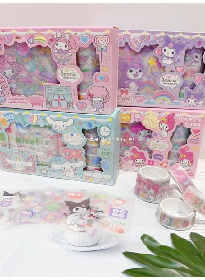 Bluejw Cute Cartoon Sanrio Kulomi Sticker Gift Box Tape Children's Gummed Paper Hand Account Decoration Suit School Gifts - Image 5