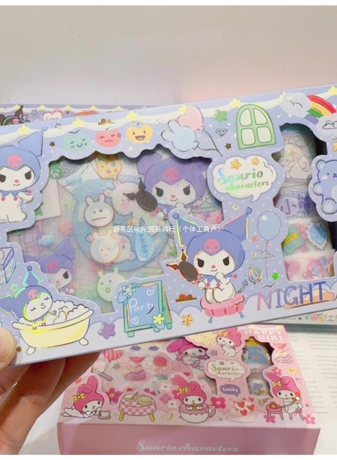 Bluejw Cute Cartoon Sanrio Kulomi Sticker Gift Box Tape Children's Gummed Paper Hand Account Decoration Suit School Gifts - Image 4