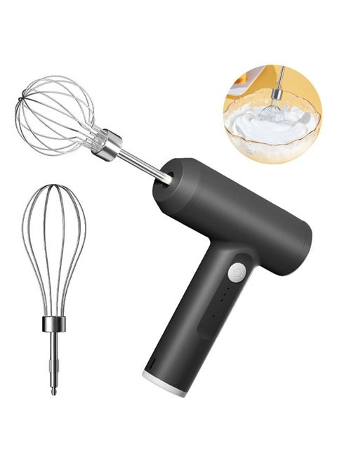 Hand Mixer Electric Handheld with 2 Detachable Beaters and 3 Speed Modes, Electric Whisk, Cordless Egg Beater Small Mixer for Kitchen Baking & Cooking for Coffee, Milk, Eggs, Cakes, Chocolate, Black