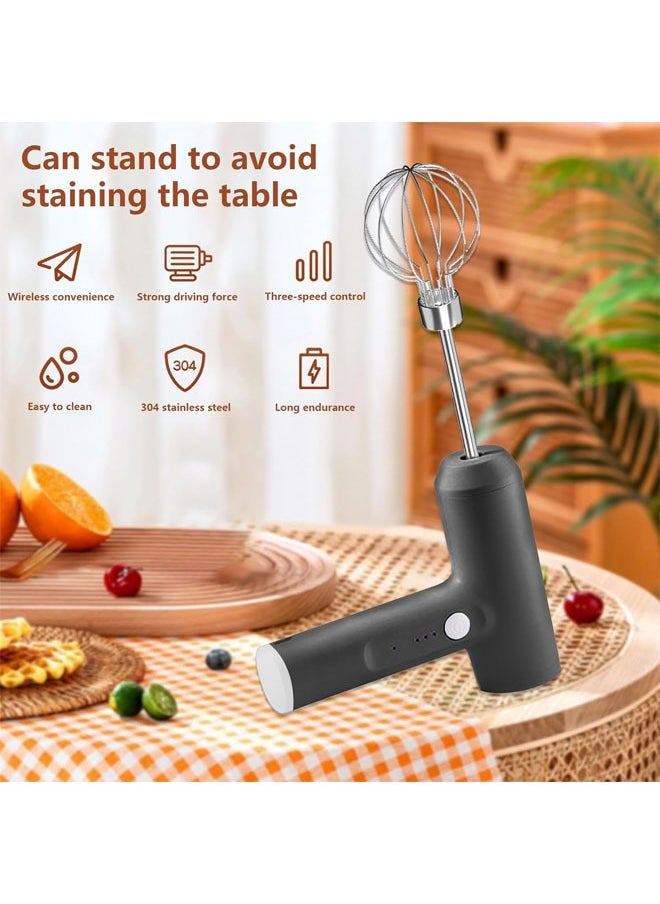 Hand Mixer Electric Handheld with 2 Detachable Beaters and 3 Speed Modes, Electric Whisk, Cordless Egg Beater Small Mixer for Kitchen Baking & Cooking for Coffee, Milk, Eggs, Cakes, Chocolate, Black