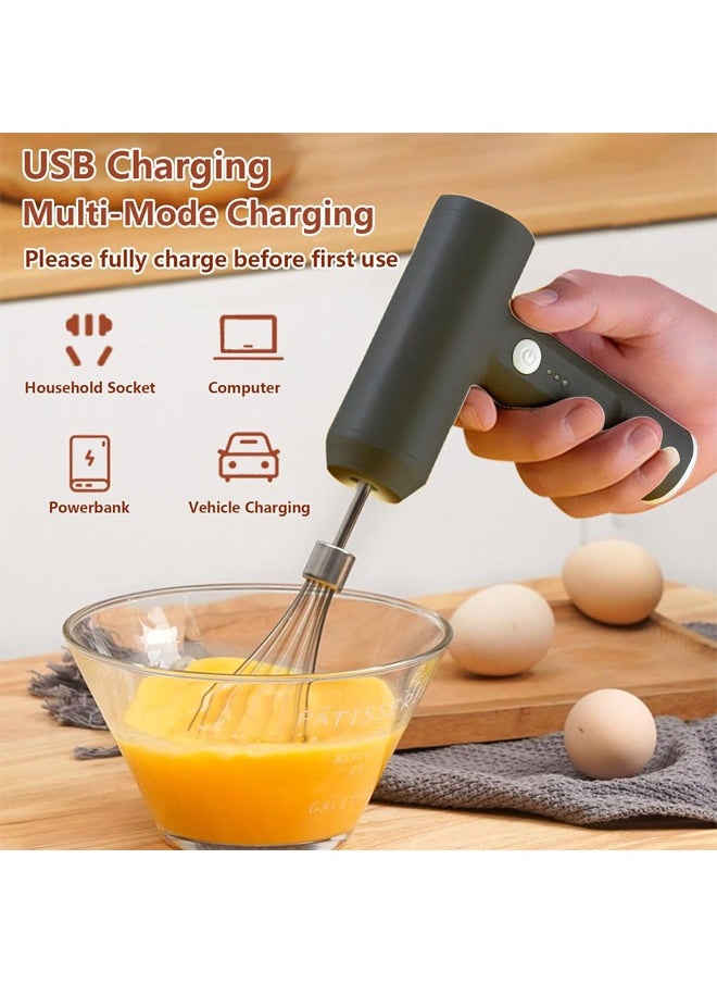 Hand Mixer Electric Handheld with 2 Detachable Beaters and 3 Speed Modes, Electric Whisk, Cordless Egg Beater Small Mixer for Kitchen Baking & Cooking for Coffee, Milk, Eggs, Cakes, Chocolate, Black