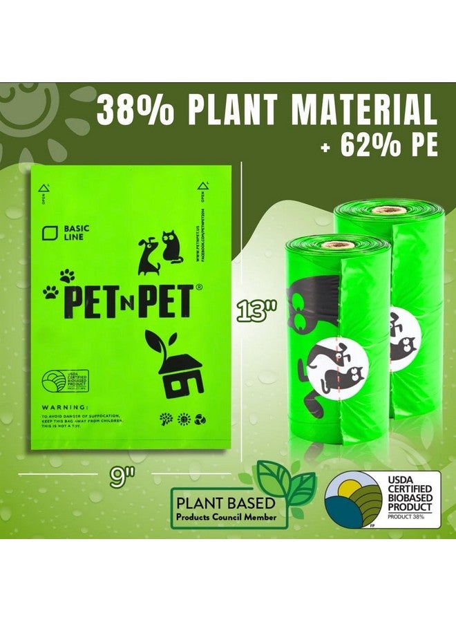 بت آن بت أكياس فضلات الكلاب الخضراء من Pet N Pet، 1080 كيسًا، 38% منها نباتية و62% بولي إيثيلين، بكرات أكياس فضلات الكلاب السميكة جدًا، 9 × 13 بوصة، كيس نفايات الحيوانات الأليفة غير معطر - Image 2
