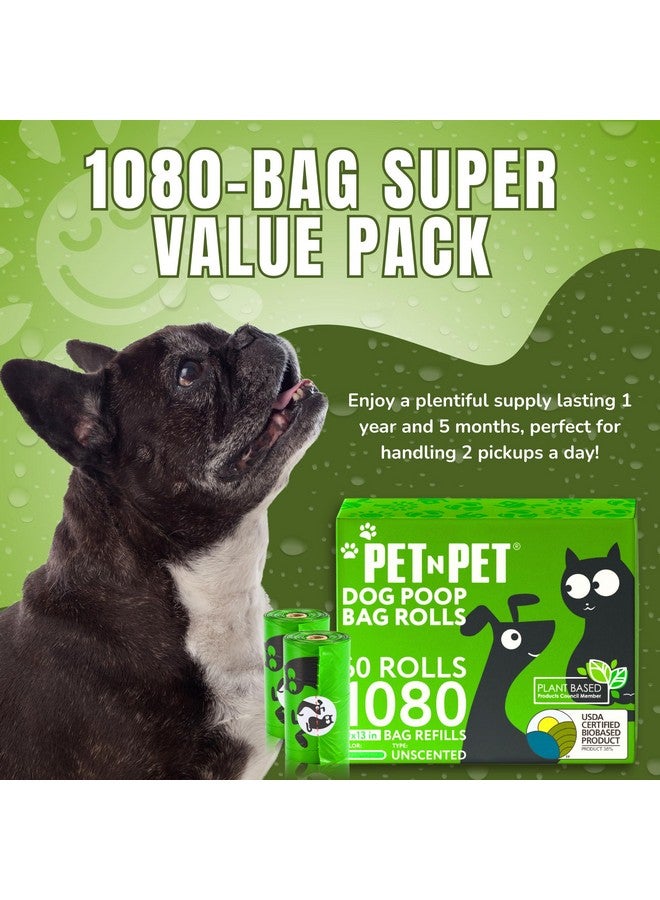 بت آن بت أكياس فضلات الكلاب الخضراء من Pet N Pet، 1080 كيسًا، 38% منها نباتية و62% بولي إيثيلين، بكرات أكياس فضلات الكلاب السميكة جدًا، 9 × 13 بوصة، كيس نفايات الحيوانات الأليفة غير معطر - Image 4