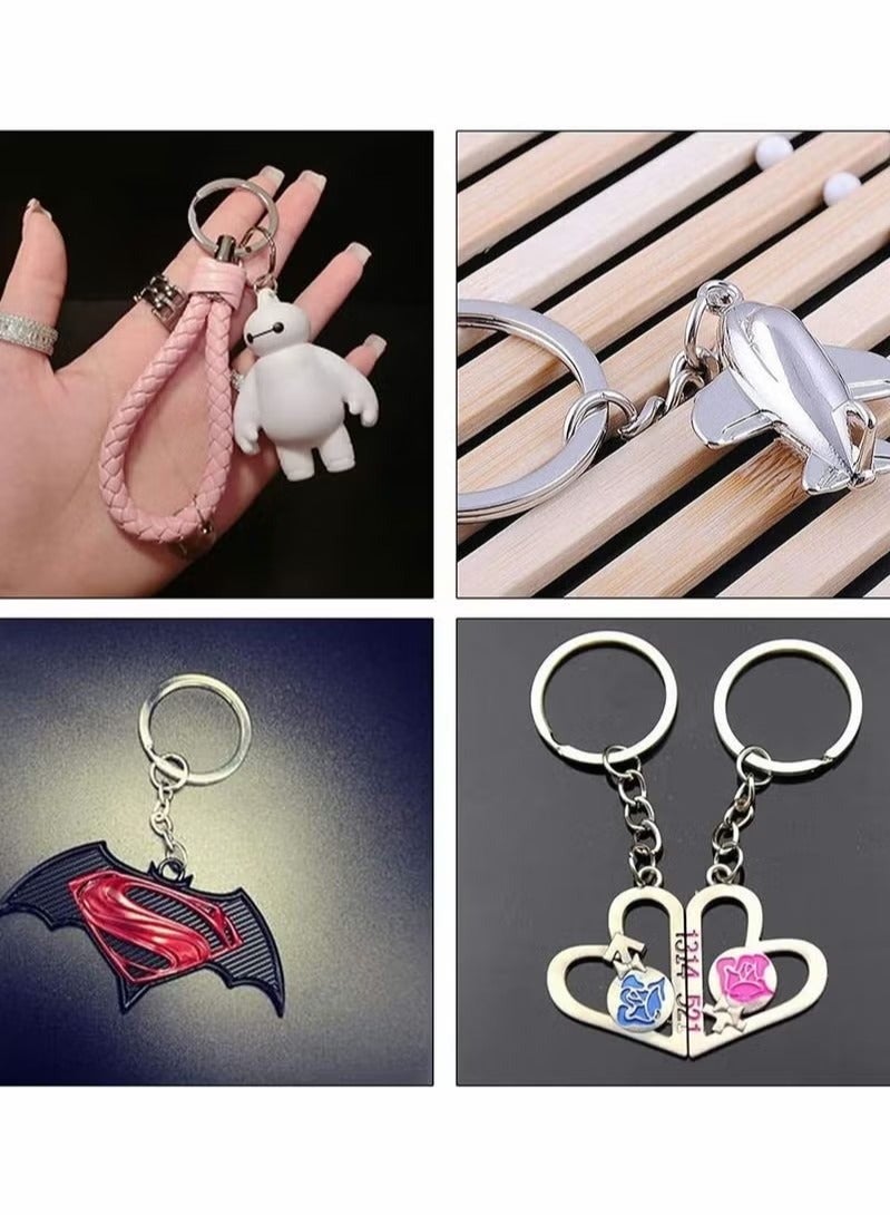 روكاوات 100pcs حلقات سلسلة مفاتيح تقسيم معدني مع حلقة مفتاح الفضة سلسلة وحلقات القفزة المفتوحة بالجملة - Image 4