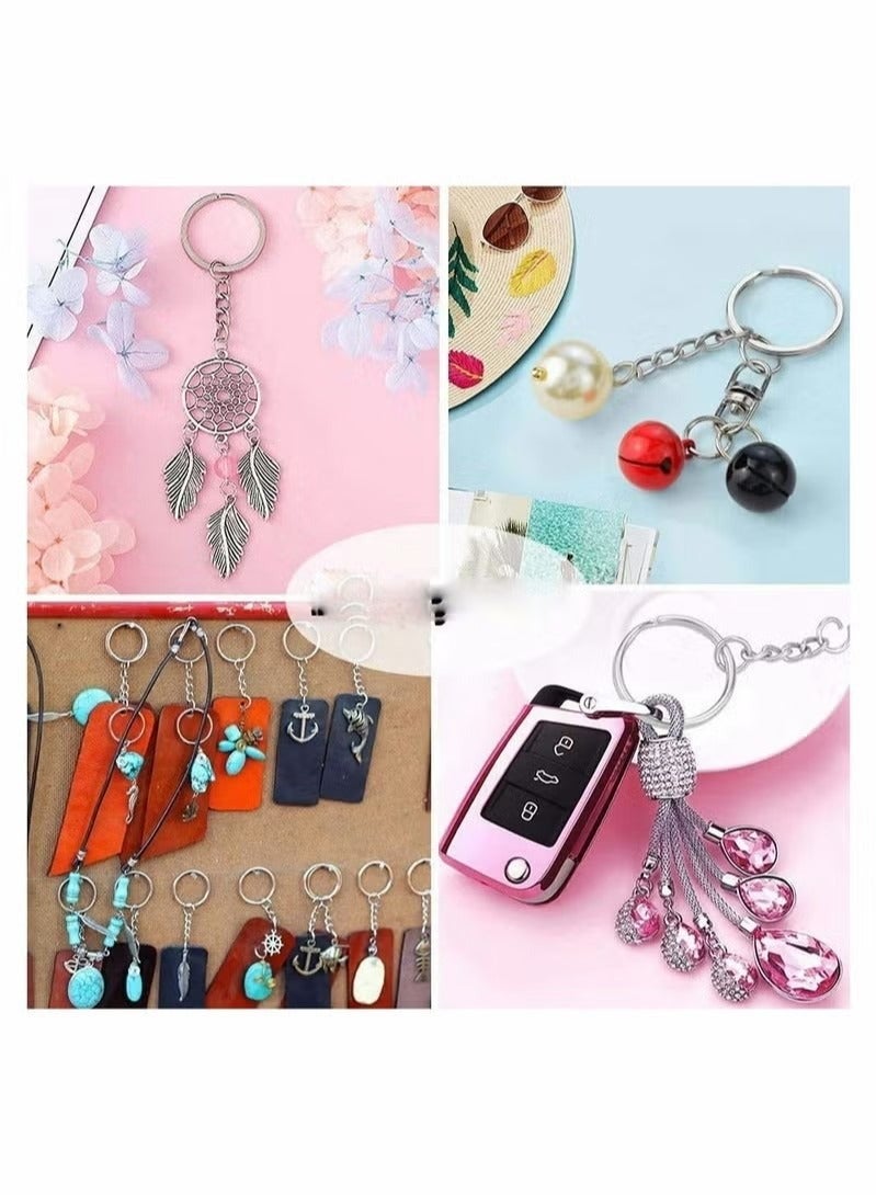 روكاوات 100pcs حلقات سلسلة مفاتيح تقسيم معدني مع حلقة مفتاح الفضة سلسلة وحلقات القفزة المفتوحة بالجملة - Image 2