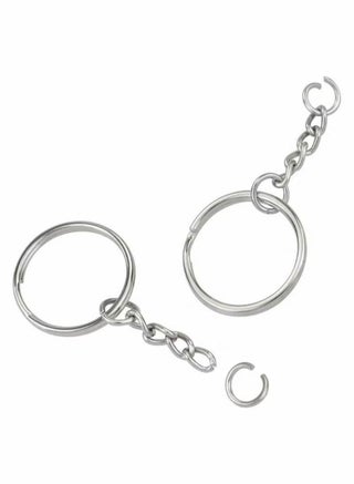100pcs حلقات سلسلة مفاتيح تقسيم معدني مع حلقة مفتاح الفضة سلسلة وحلقات القفزة المفتوحة بالجملة - view 5
