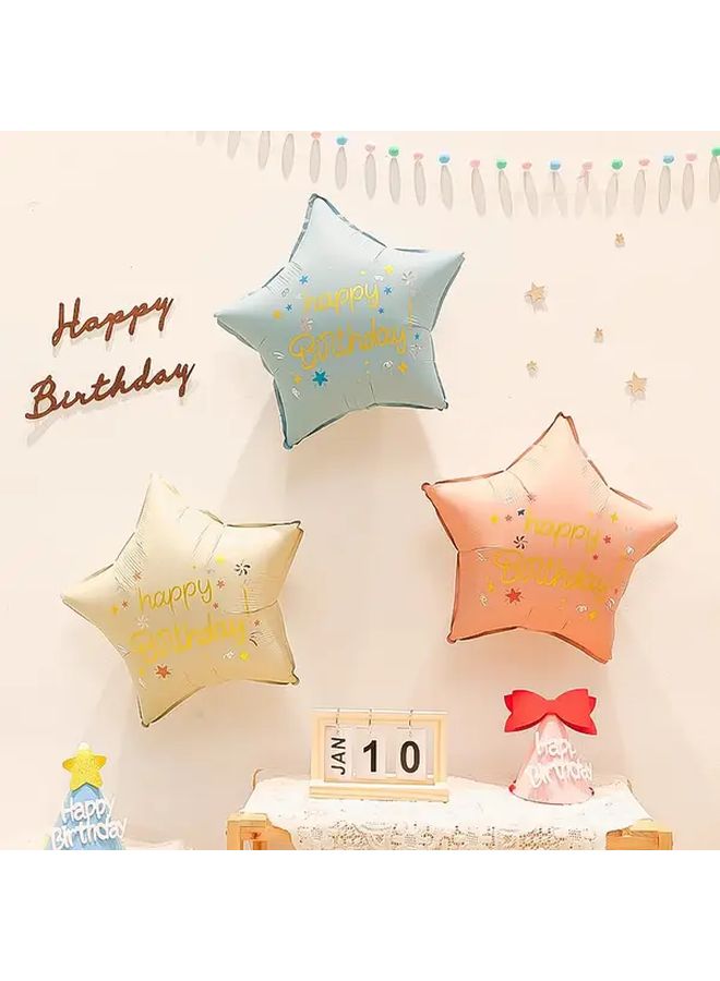 18 Inch Matte Blue Birthday Pentagram Oval Star Balloons For Party Decor - Image 1