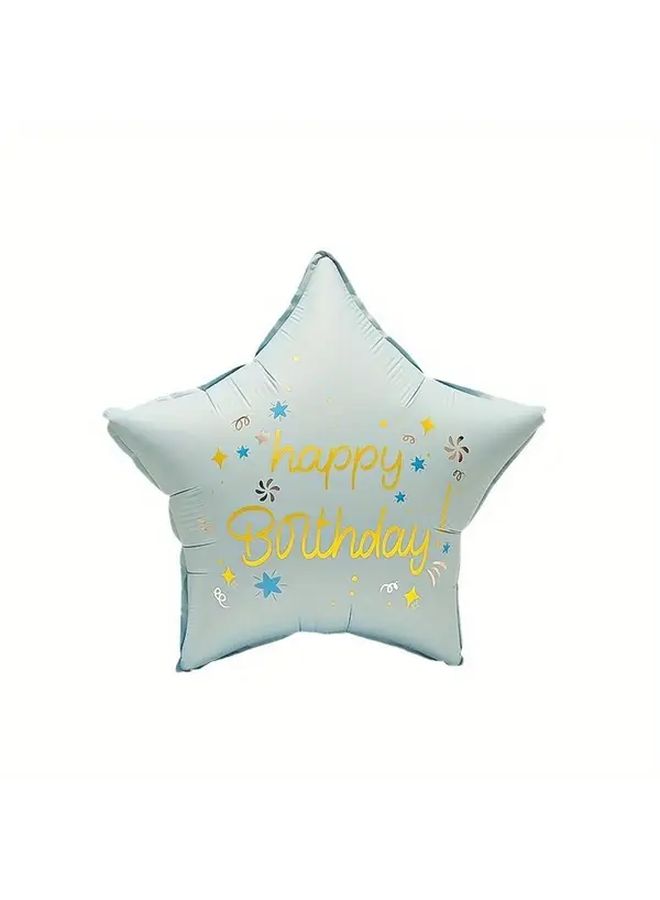 18 Inch Matte Blue Birthday Pentagram Oval Star Balloons For Party Decor - Image 5