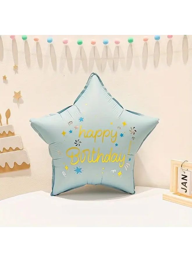 18 Inch Matte Blue Birthday Pentagram Oval Star Balloons For Party Decor - Image 3