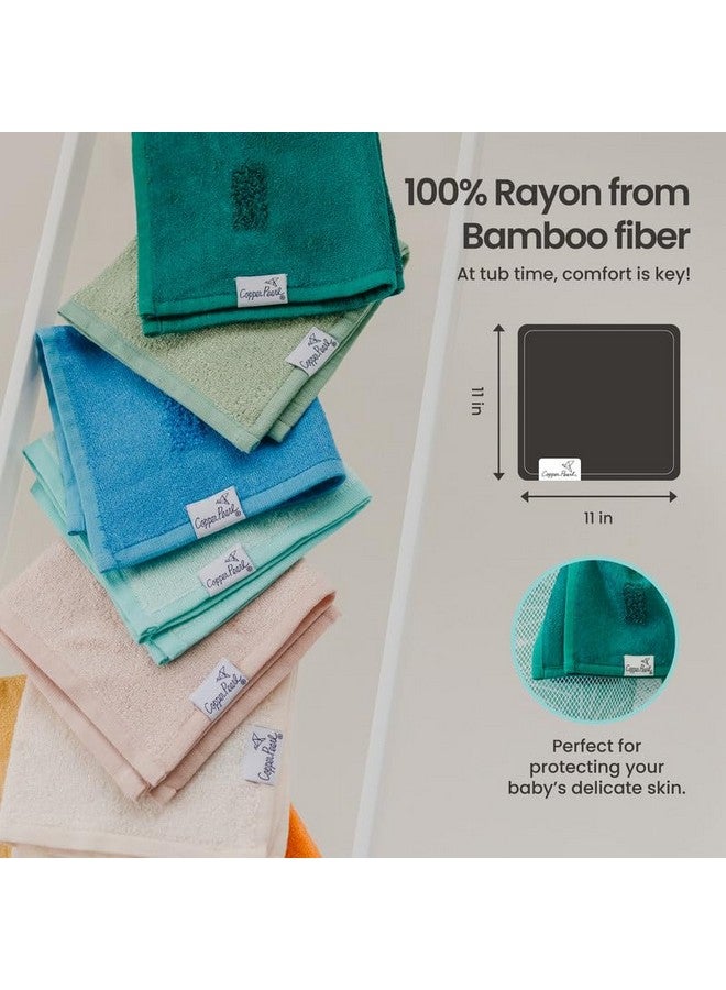 Copper Pearl 6 Ultra Soft Baby Bath Washcloths Premium Large Soft River (Blue/Brown/Green) 11" x 11" Towels - Image 2