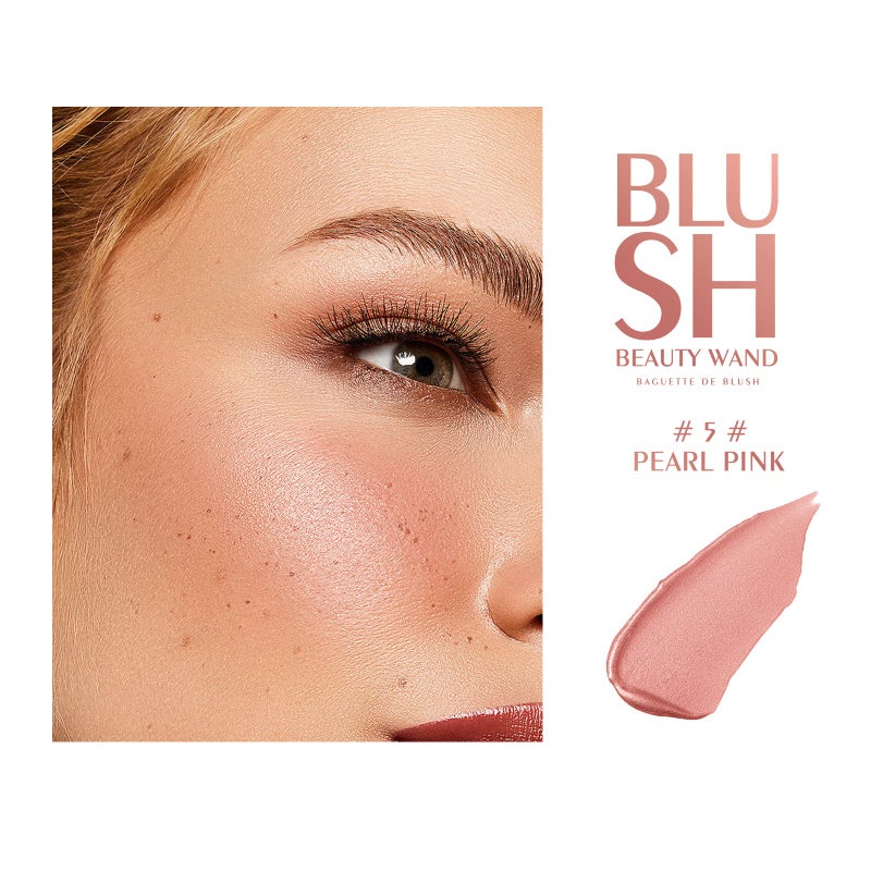 KYDA Blush Beauty Wand, Shimmer Face Blush with Cushion Applicator, Natural Pearl Finish, Silky Smooth Creamy Formula, Lightweight Blendable Blush Rouge Stick-Pearl Pink - Image 4