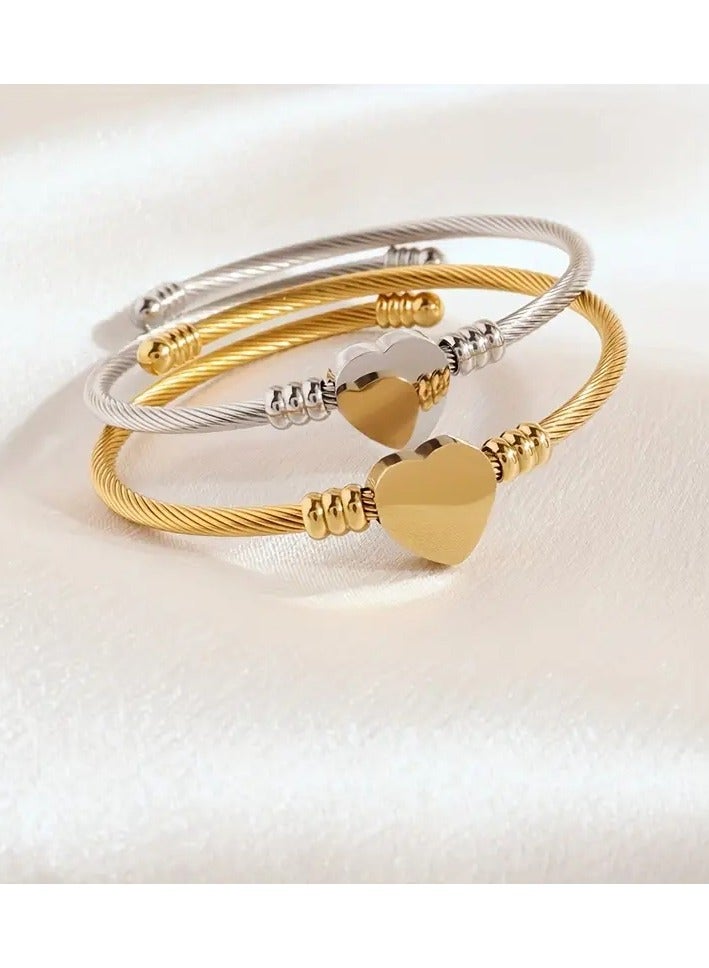 Home Clearance Sale A Trendy, Lightweight, Luxurious And Exquisite Stainless Steel Elastic Heart Bracelet Suitable For Couples To Wear Daily, With A Versatile Design. - Image 5