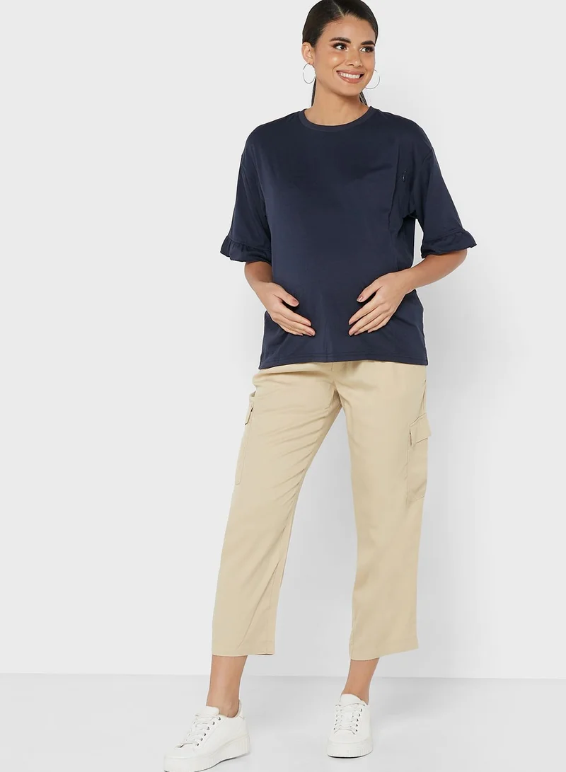 Mamalicious Belted Pocket Detail Pants