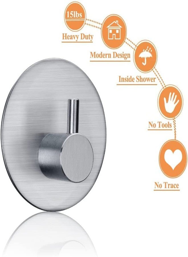 JialtoStainless Steel Heavy Duty Adhesive Round Design Wall Hanging Sticking Hooks for Wall Used for Bathroom Toilet and Multipurpose Work (Pack of 5, Round Silver) - Image 2