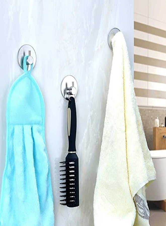 JialtoStainless Steel Heavy Duty Adhesive Round Design Wall Hanging Sticking Hooks for Wall Used for Bathroom Toilet and Multipurpose Work (Pack of 5, Round Silver) - Image 4