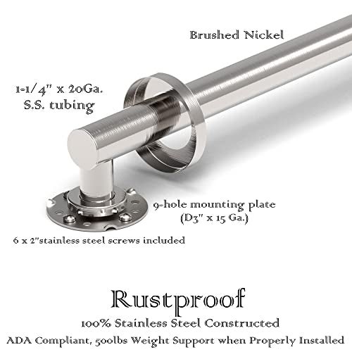 AquaChase ADA Compliant Grab Bar, 500lbs Weight Support for Bath Safety (12 inch, Brushed Nickel) - Image 4