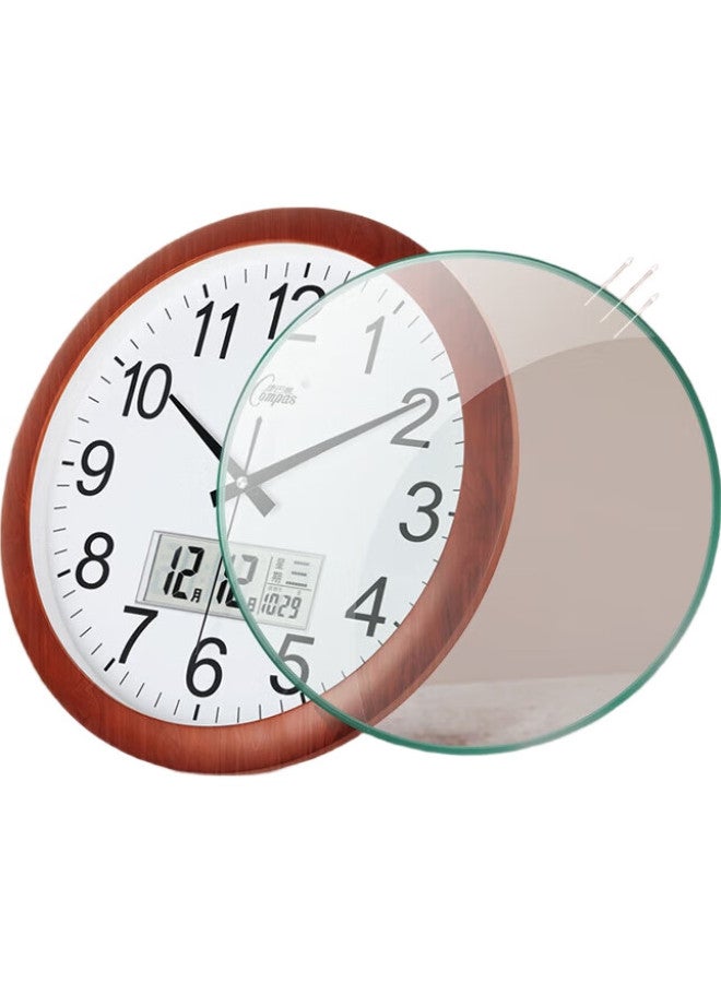 Compas Wall Clock, Living Room Perpetual Calendar Clock, Wall-Mounted Quartz Clock, Calendar Timepiece 3128Y, Wood Grain Calendar Style, 38Cm - Image 3