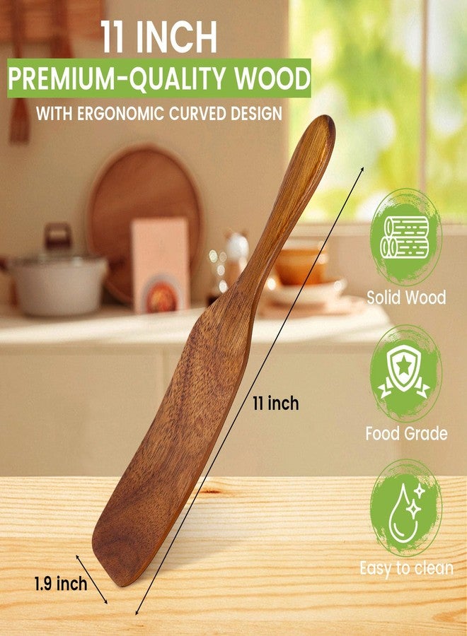 HANSGO Wooden Spurtle for Sourdough Starter, Reaching edge of Pan, Dough Whisk, Stirring, Mixing, Scraping, Wooden Kitchen Utensils for NonStick Cookware, Gift for Sourdough Lovers - Image 2