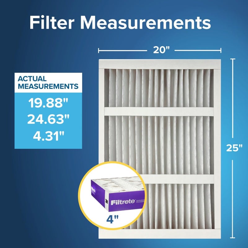 Filtrete 20x25x4 Air Filter MERV 12, MPR 1550 Certified Asthma & Allergy Friendly 2-Pack, Fits Honeywell & AprilAire, AC Furnace HVAC Filters, Pleated Electrostatic (Actual Size 19.88x24.63x4.31 in) - Image 2