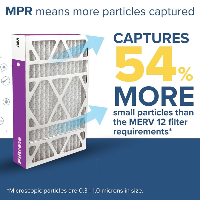 Filtrete 20x25x4 Air Filter MERV 12, MPR 1550 Certified Asthma & Allergy Friendly 2-Pack, Fits Honeywell & AprilAire, AC Furnace HVAC Filters, Pleated Electrostatic (Actual Size 19.88x24.63x4.31 in) - Image 4