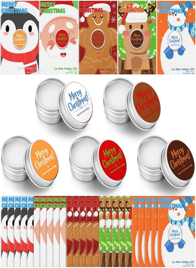 Leelosp 25 Pack Christmas Lip Balm Tins Cute Gifts Bulk Lip Balms Honey Flavor for Chapped Lips Holiday Party Favors Supplies Treat Goodie Bags Stuffers Small Gifts - Image 1